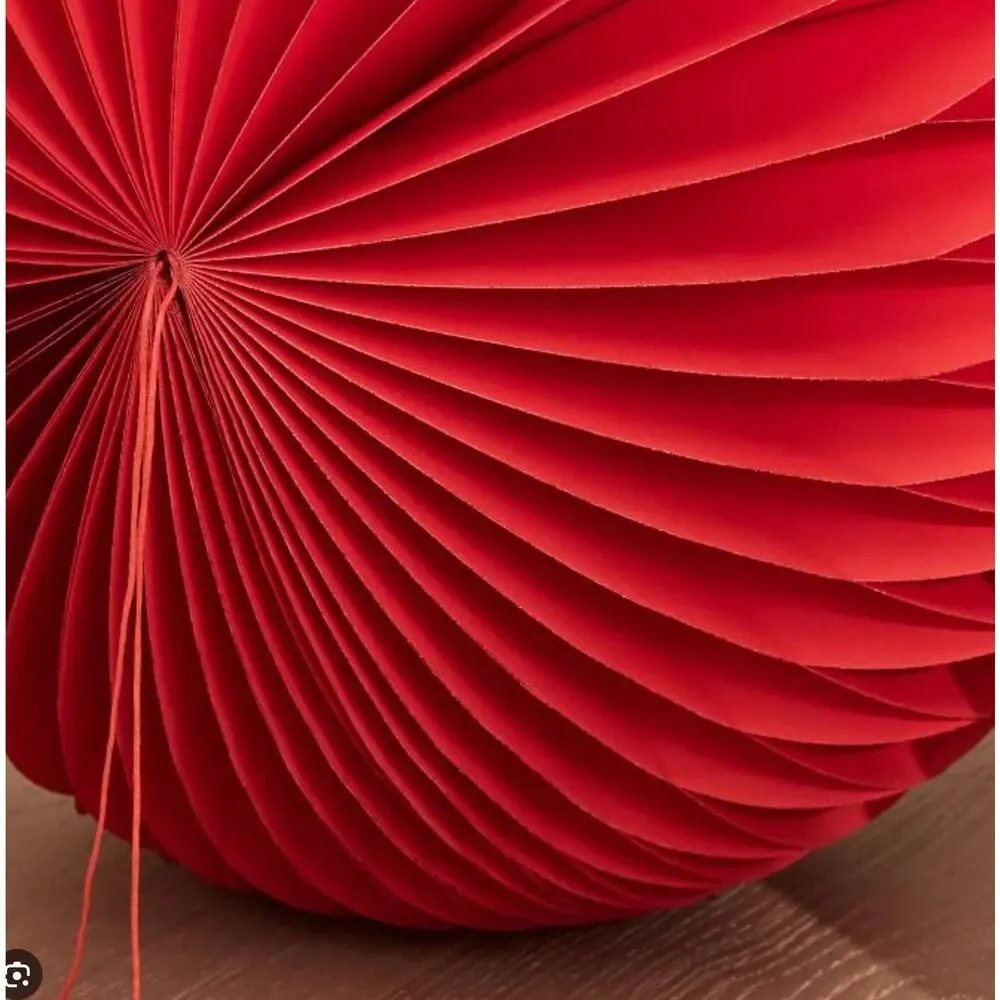 West Elm Paper Origami Hanging Lantern Decoration 18” Red Round Honeycomb